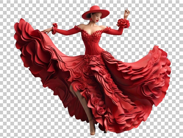 3d Tancerka Flamenco W Pięknej Sukience Na Przezroczystym Tle