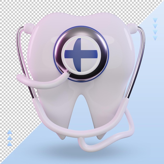 3D tandarts stethoscoop Finland vlag rendering vooraanzicht