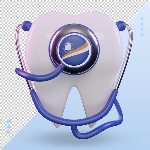 PSD 3d-tandarts stethoscoop marshalleilanden vlag rendering vooraanzicht