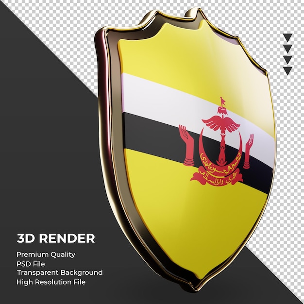 3d Tarcza Brunei Darussalam Flaga Renderująca Lewy Widok