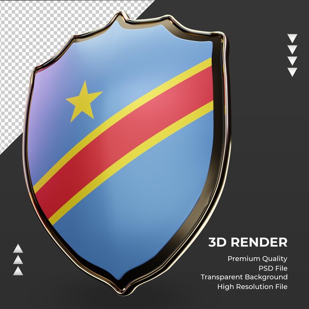 3d tarcza Demokratyczna flaga Kongo renderująca prawy widok
