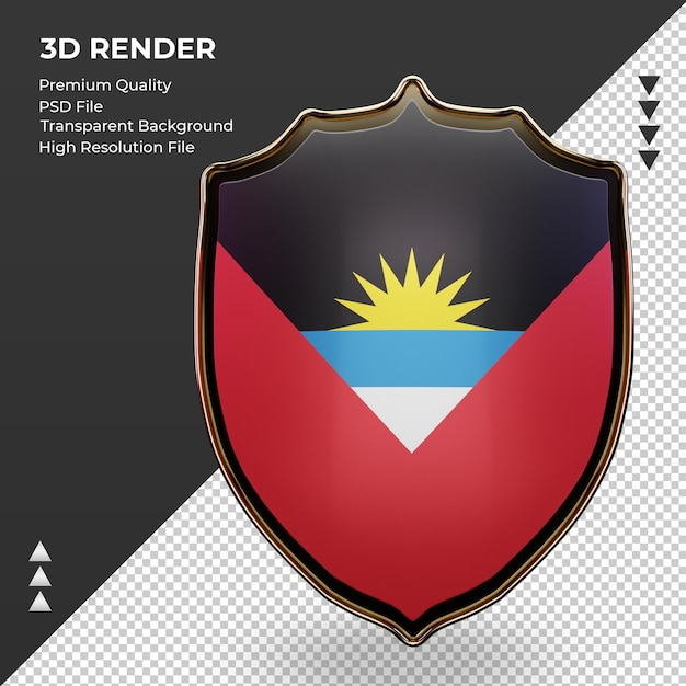 PSD 3d tarcza flaga antigua i barbuda renderująca widok z przodu