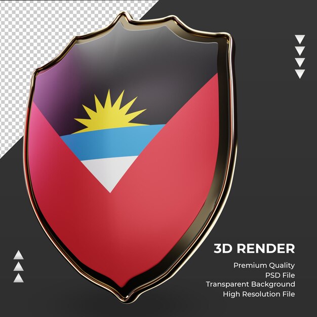 PSD 3d tarcza flaga antigua i barbuda renderujący prawy widok