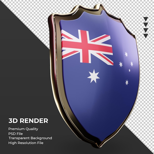 PSD 3d tarcza flaga australii renderujący widok z lewej strony