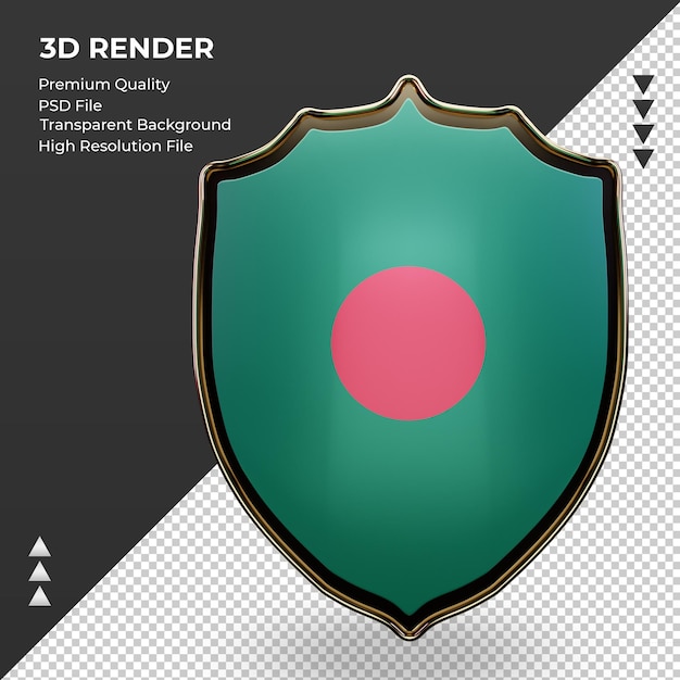 3d Tarcza Flaga Bangladeszu Renderująca Widok Z Przodu