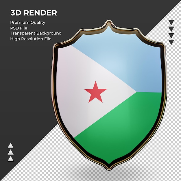 3d Tarcza Flaga Dżibuti Renderująca Widok Z Przodu