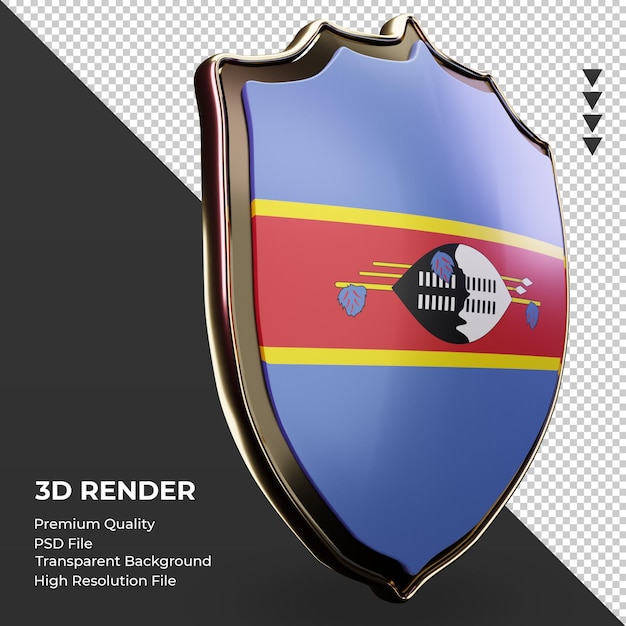 3d Tarcza Flaga Eswatini Renderująca Widok Z Lewej Strony