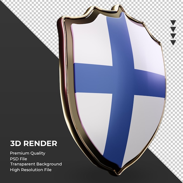 3d Tarcza Flaga Finlandii Renderująca Widok Z Lewej Strony