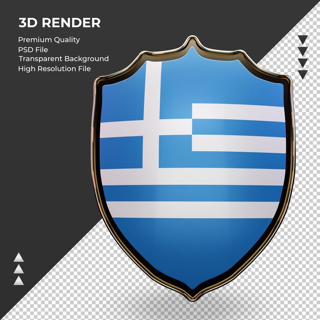 3d Tarcza Flaga Grecji Renderująca Widok Z Przodu