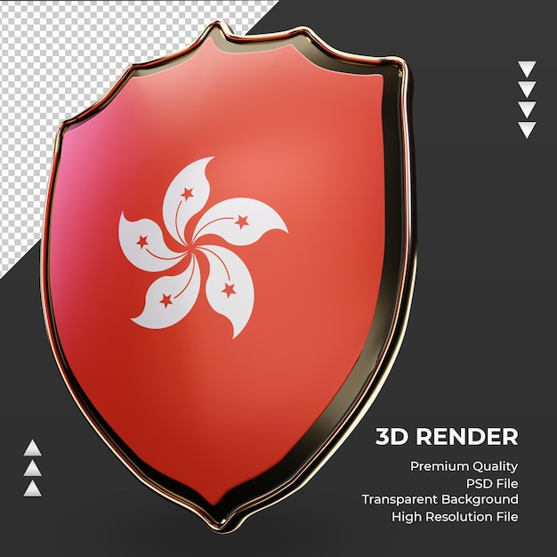 PSD 3d tarcza flaga hongkongu renderujący prawy widok