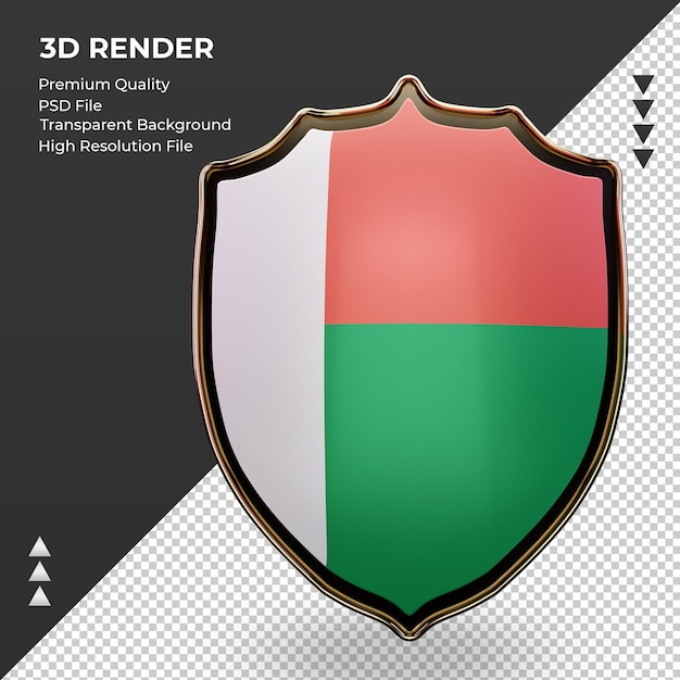 3d Tarcza Flaga Madagaskaru Renderująca Widok Z Przodu