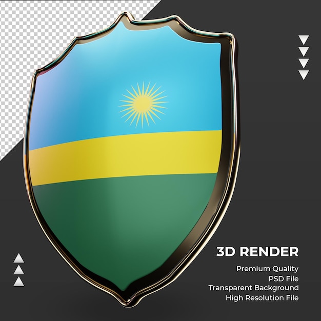 PSD 3d tarcza flaga rwandy renderujący prawy widok
