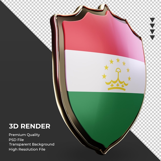 PSD 3d tarcza flaga tadżykistanu renderująca lewy widok