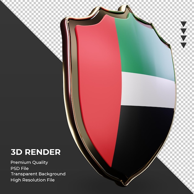 3d Tarcza Flaga Zjednoczonych Emiratów Arabskich Renderowania Z Lewej Strony