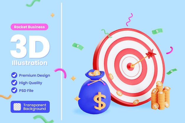 PSD 3d target business illustration