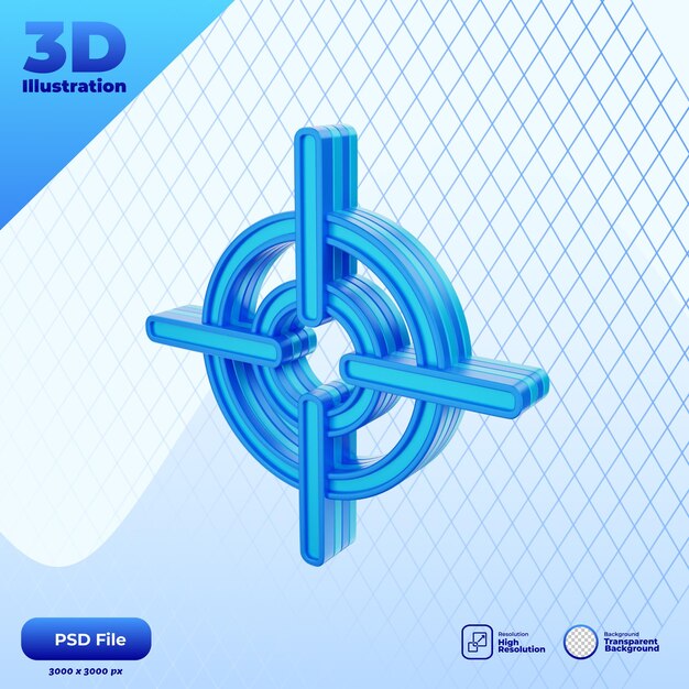 PSD 3dターゲットアイコンの図