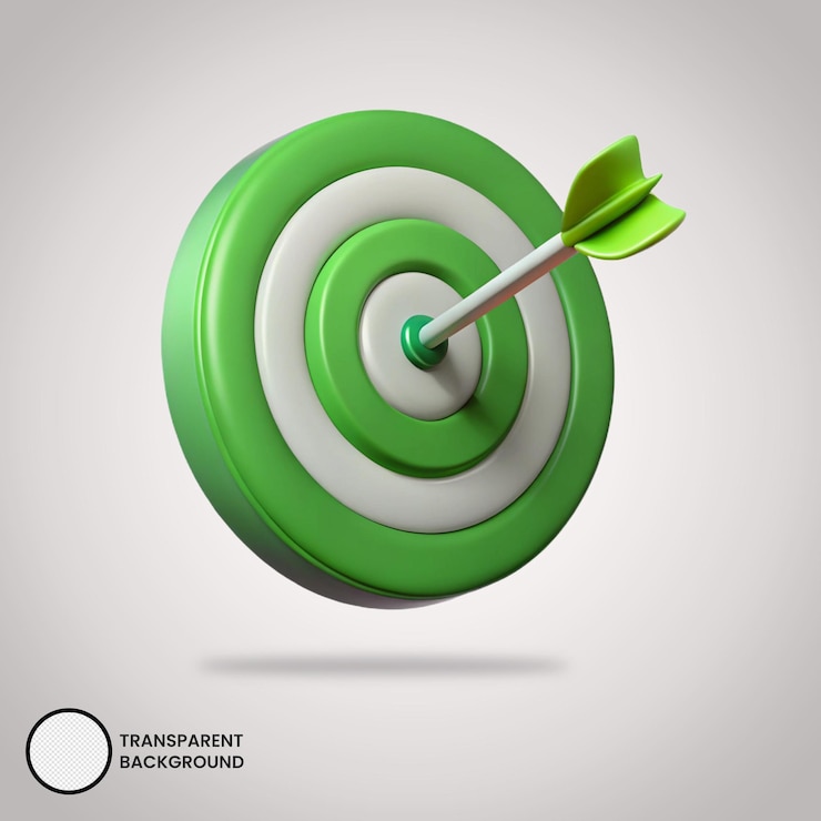 PSD 3d target with arrow precision and success icon