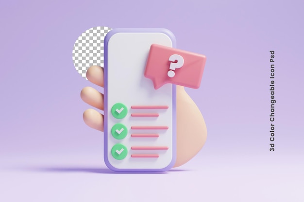 PSD 3d task manager check list concept icon or 3d project idea plan concept icon