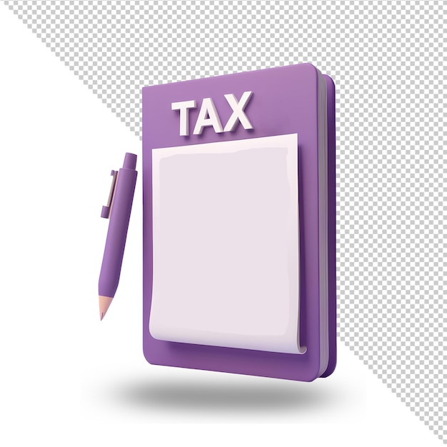 PSD 3d taxation document form isolated on transparent background