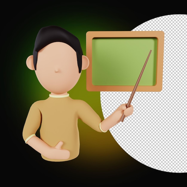 3d teach with black board education illustration премиум psd файл