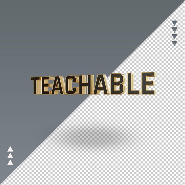 3d teachable black gold text rendering right view