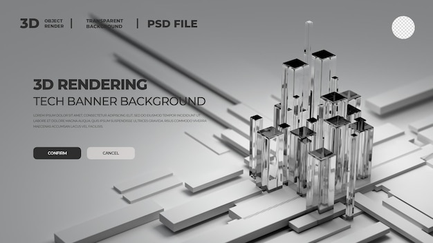 3D テクノロジー シティスケープ バナー