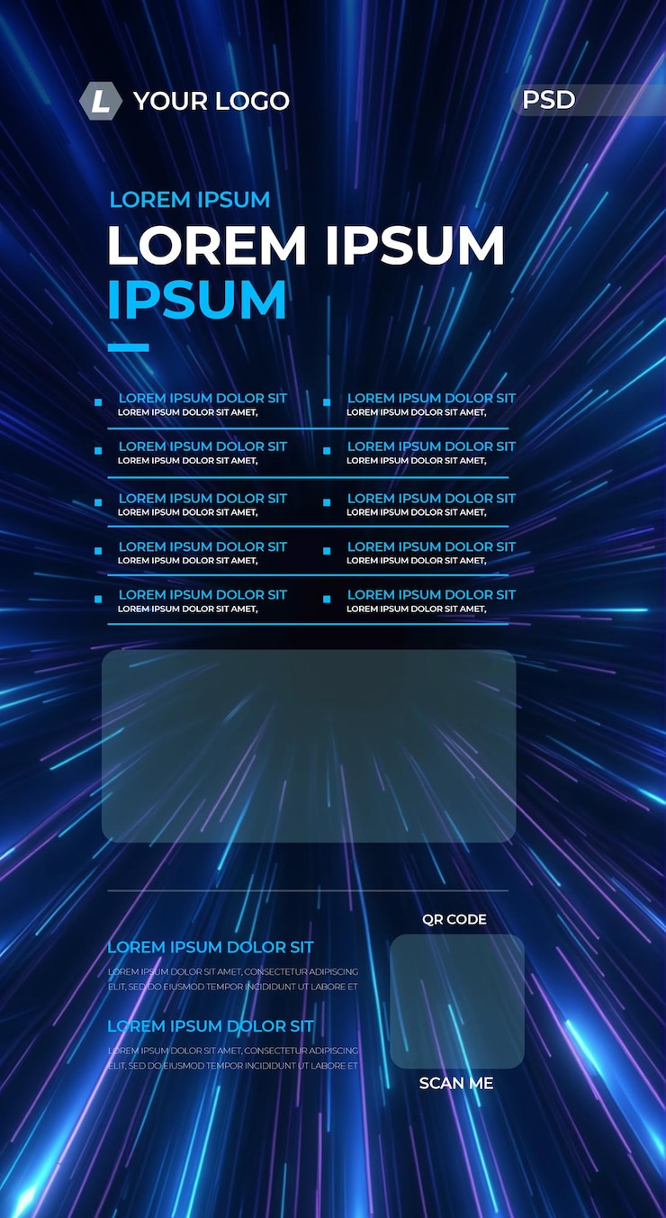PSD 3d tech light transparent background psd full layered poster template