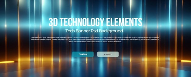 3d technology banner background psd