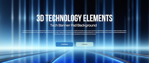 3D technology banner background psd