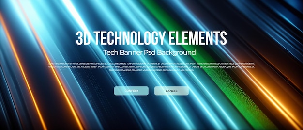 3d technology banner background psd