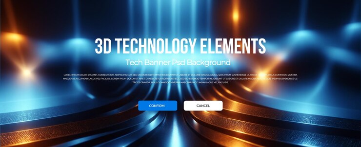 PSD 3d technology banner background