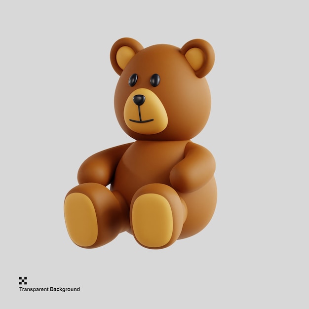 A 3d teddy bear illustration for cute or comforting themes