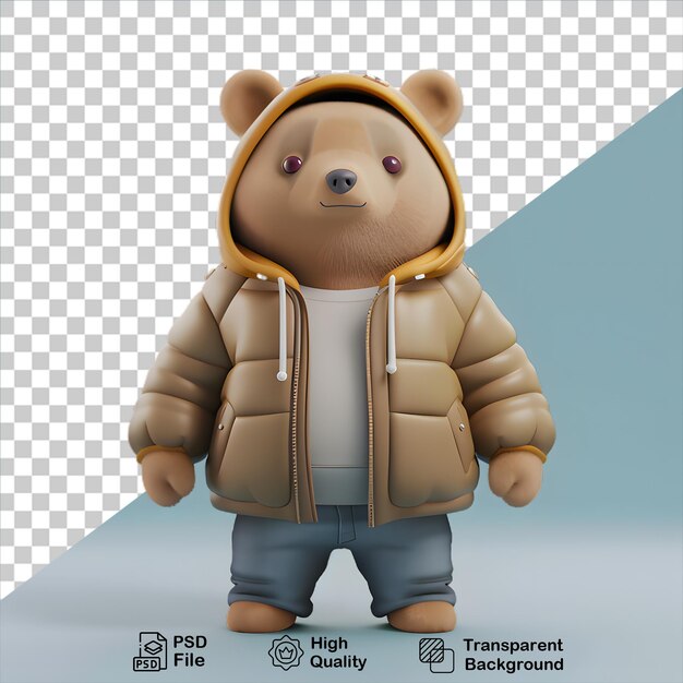 3d teddy bear wearing a jacket isolated on transparent background include png file