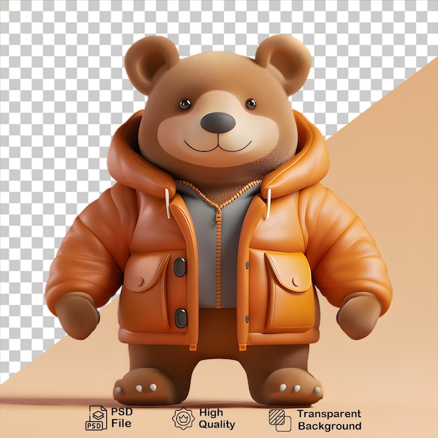 PSD 3d teddy bear wearing a jacket isolated on transparent background include png file