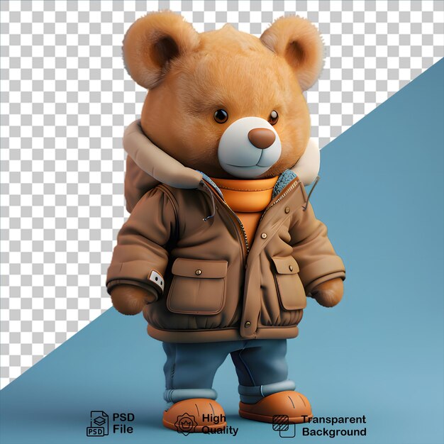 PSD 3d teddy bear wearing a jacket isolated on transparent background include png file