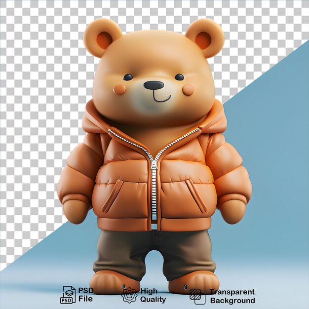 PSD 3d teddy bear wearing a jacket isolated on transparent background include png file