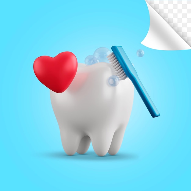 3d spazzolatura dei denti con il cuore