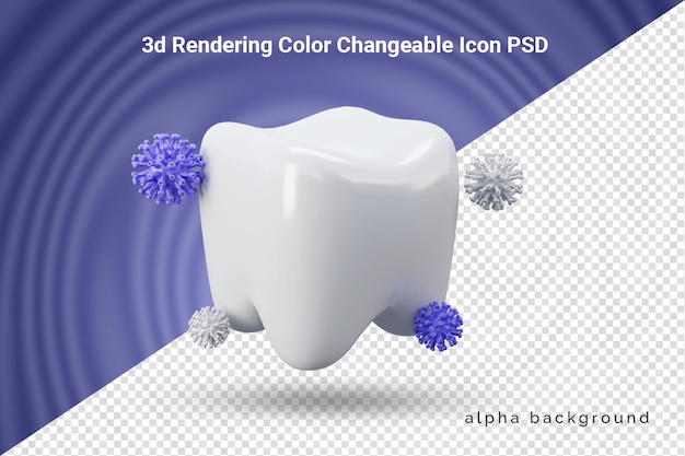PSD 3d teeth icon with germs