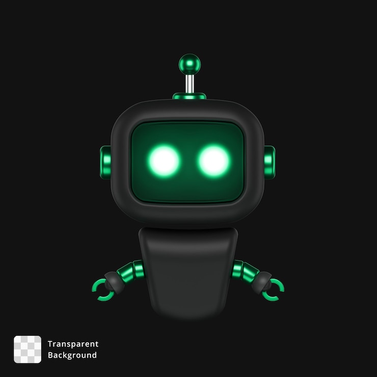 PSD 3d-tegneserierobot med glødende øyne