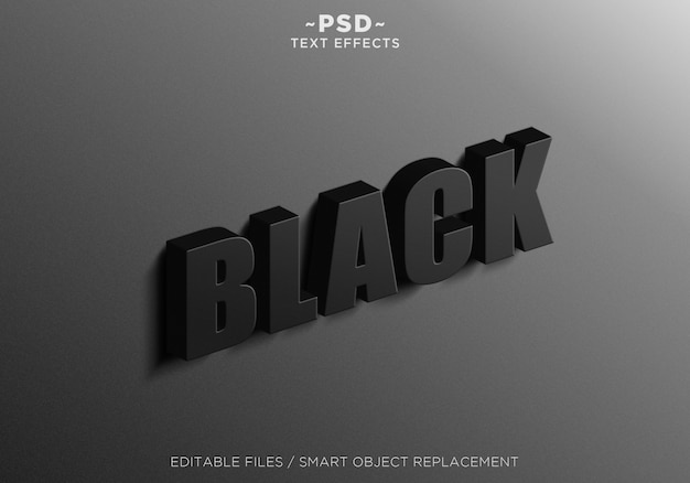PSD 3d-teken muur zwarte effecten bewerkbare tekst