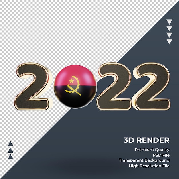 3d Tekst 2022 Flaga Angoli Renderujący Widok Z Przodu