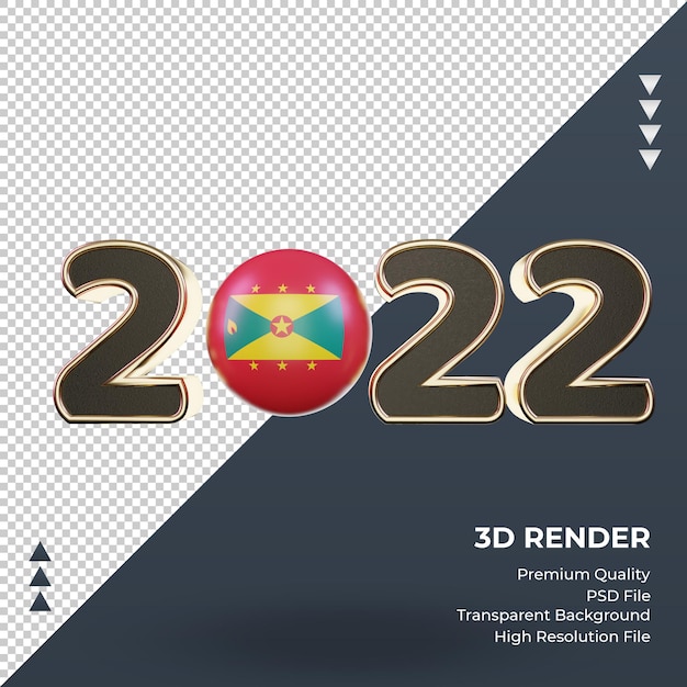 3d Tekst 2022 Flaga Grenady Renderujący Widok Z Przodu