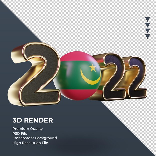 3d Tekst 2022 Flaga Mauretanii Renderujący Lewy Widok