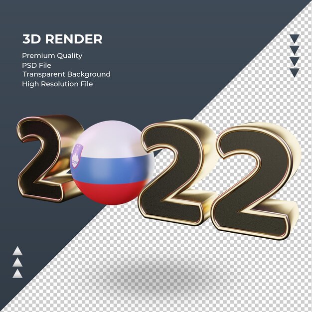 3d Tekst 2022 Flaga Słowenii Renderujący Prawy Widok