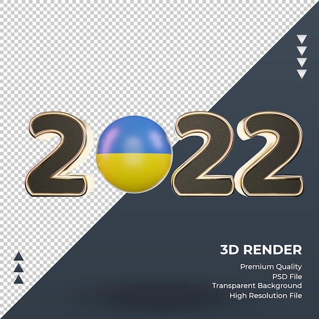 3d-tekst 2022 oekraïne vlag rendering vooraanzicht