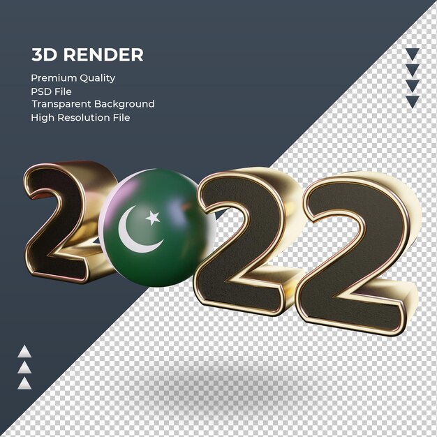 3d-tekst 2022 pakistan vlag rendering juiste weergave