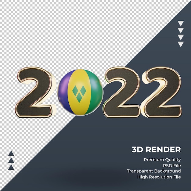 3d-tekst 2022 st vincent en de grenadines vlag rendering vooraanzicht