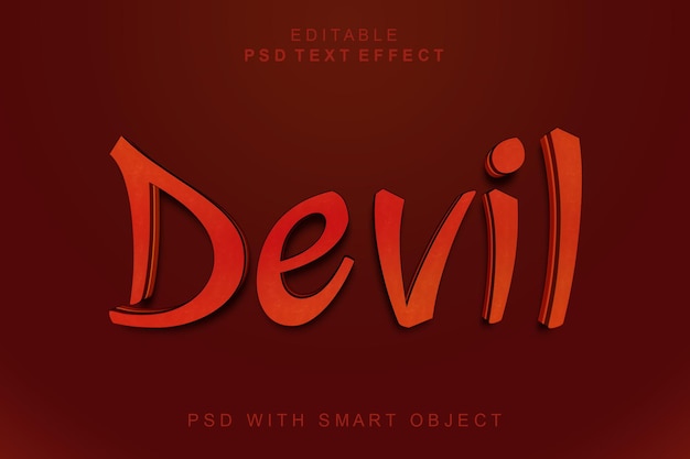 PSD 3d-tekst-effect van de duivel