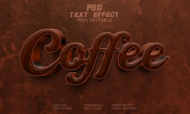 PSD 3d-teksteffect koffie psd-bestand