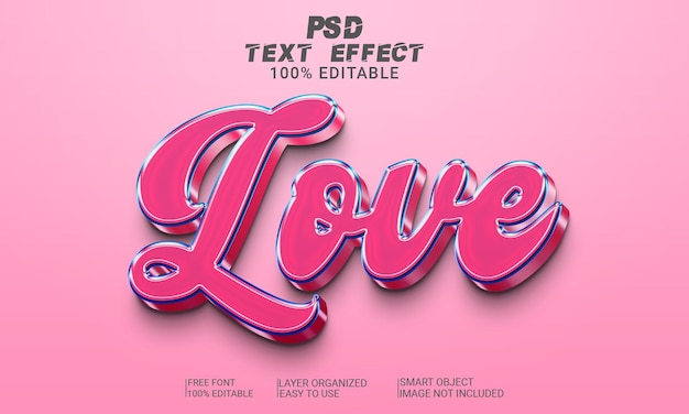 3d-teksteffect liefde psd-bestand